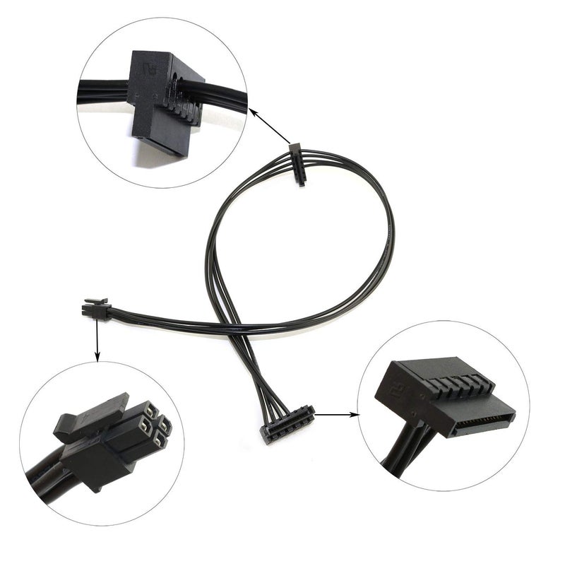 RuiLing 2pcs Black Motherboard ATX Mini 4 Pin to 2X Right-Angle 15 Pin SATA Hard Drive HDD Power Supply Adapter Cable 18AWG 19.7 Inch - Image 4